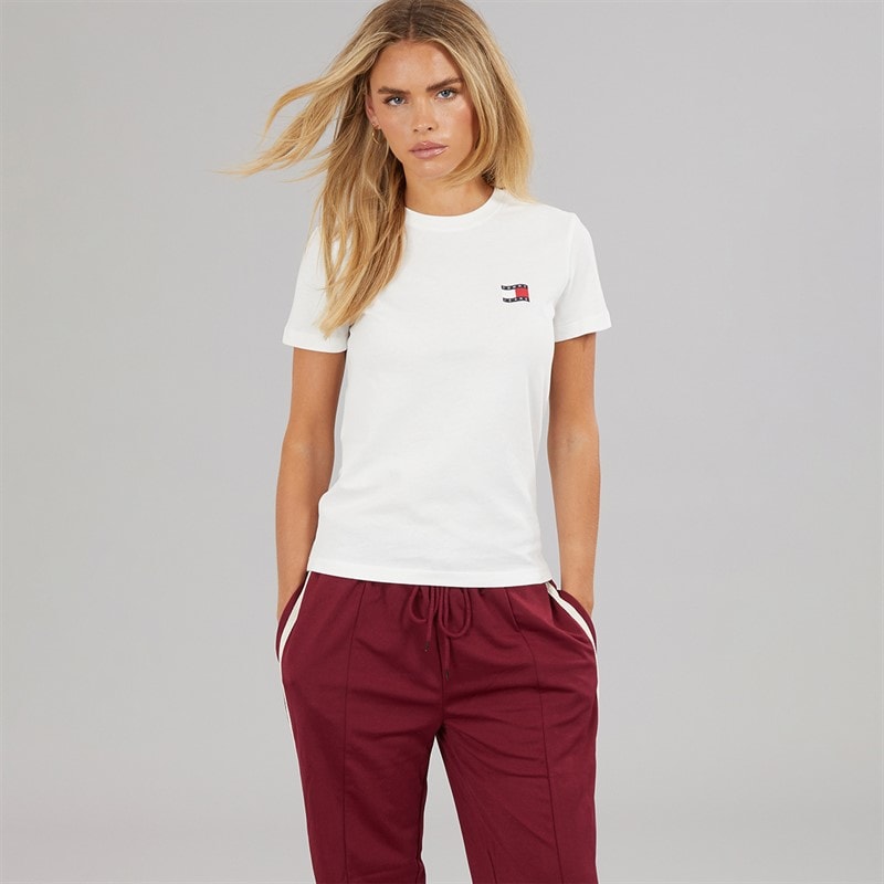 Tommy Jeans Womens Wavy Flag T-Shirt Ecru - Image 4