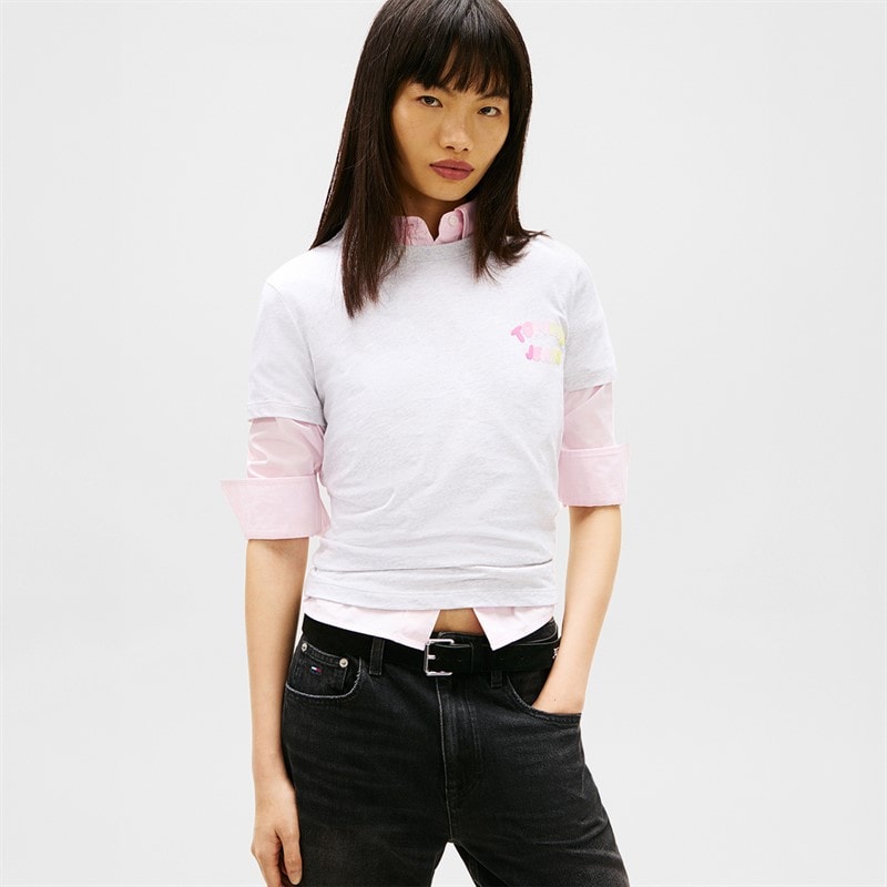 Tommy Jeans Womens Bubble T-Shirt Ice Grey Heather