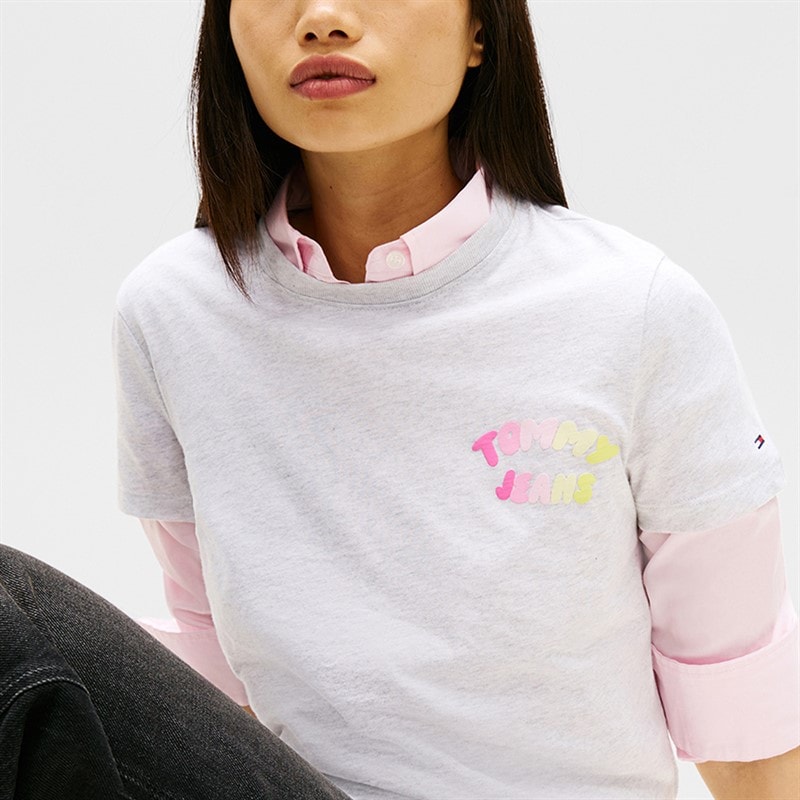 Tommy Jeans Womens Bubble T-Shirt Ice Grey Heather - Image 4