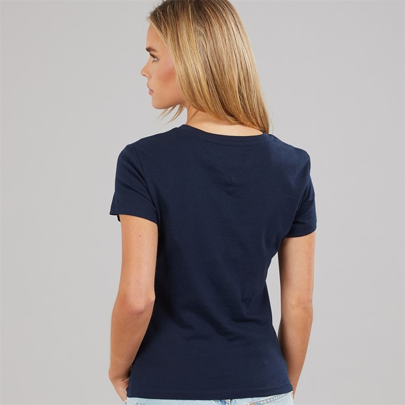Tommy Jeans Womens Linear T-Shirt Dark Night Navy 1 - Image 2