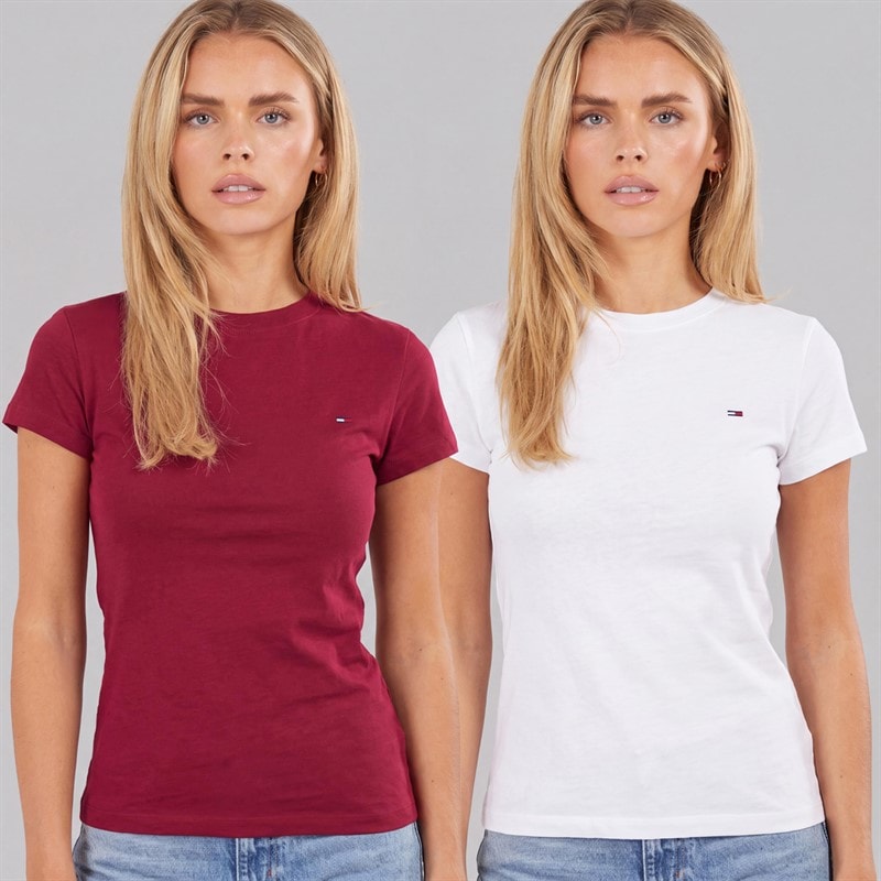 Tommy Jeans Womens Two Pack T-Shirts Ecru/Lavish Cerise