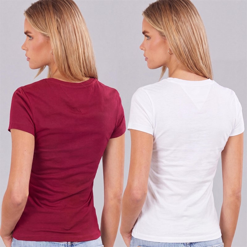 Tommy Jeans Womens Two Pack T-Shirts Ecru/Lavish Cerise - Image 2