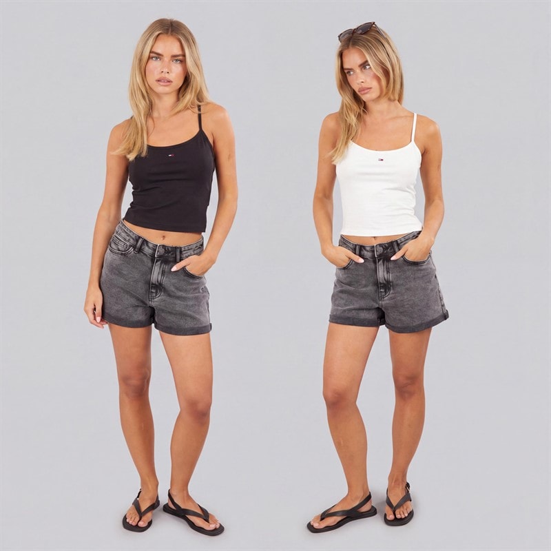 Tommy Jeans Womens Two Pack Essential Vests Ecru/Black - Image 3