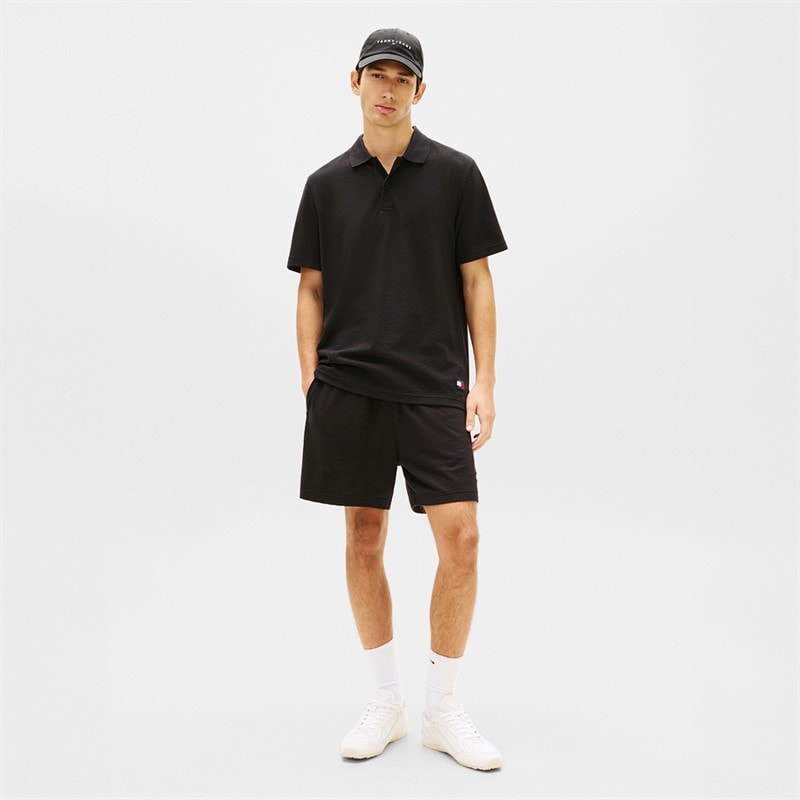 Tommy Jeans Mens Reg Waffle Polo Shirt Black - Image 2
