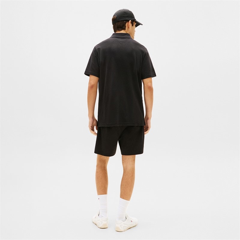 Tommy Jeans Mens Reg Waffle Polo Shirt Black - Image 3