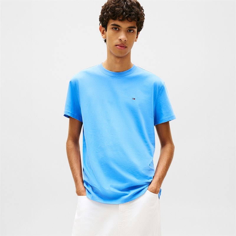 Tommy Jeans Mens Flag T-Shirt Blue Twilight - Image 1