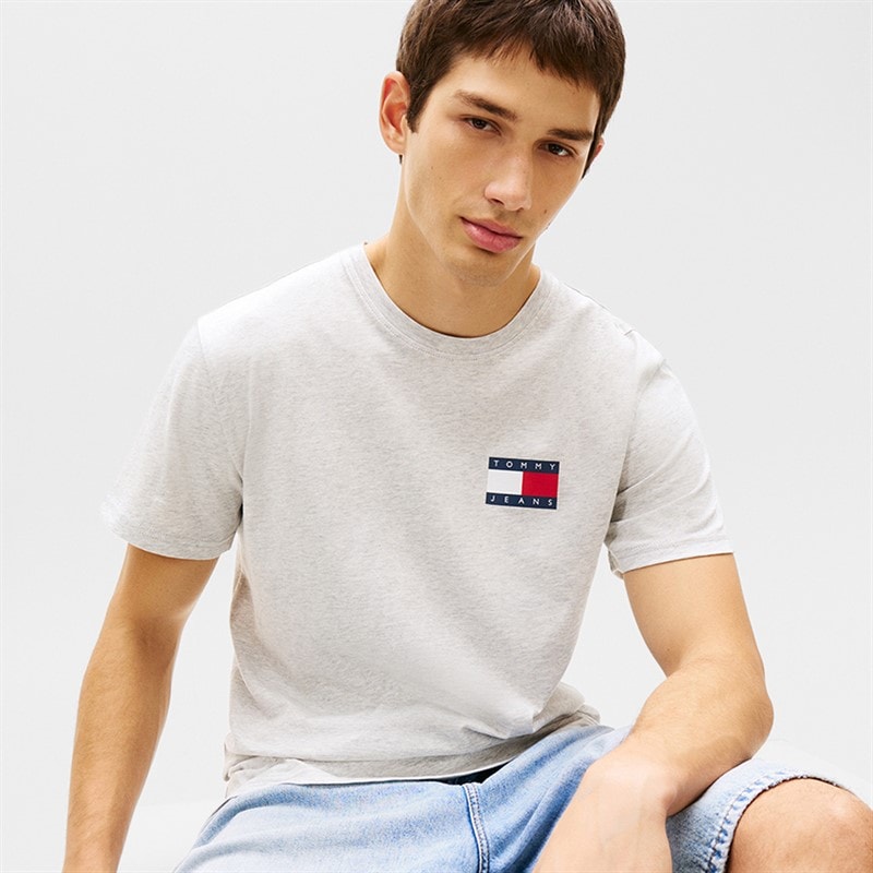 Tommy Jeans Mens Slim Essential T-Shirt Ice Grey Heather - Image 4