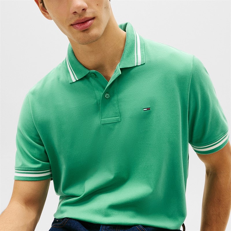 Tommy Jeans Mens Tipped Polo Shirt Bahama Green - Image 4