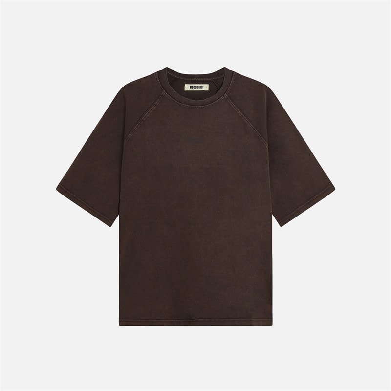 Woodbird Blake Washed Logo T-Shirt Brown - Image 1