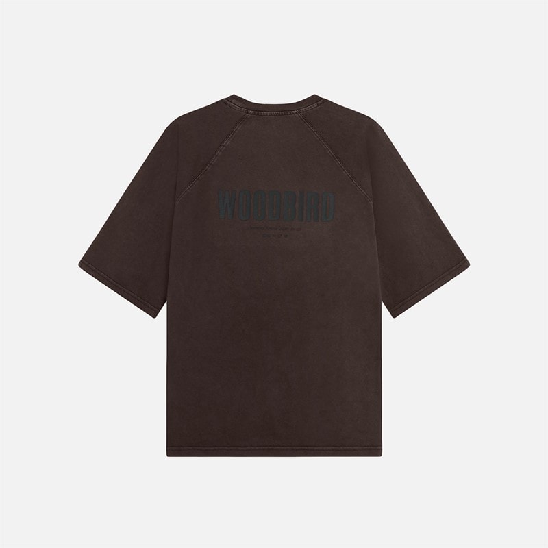 Woodbird Blake Washed Logo T-Shirt Brown - Image 2