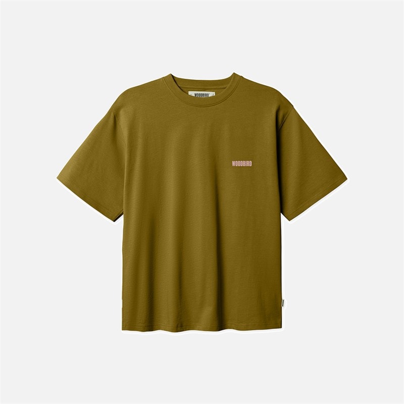 Woodbird Baine Space T-Shirt Dark Green - Image 1