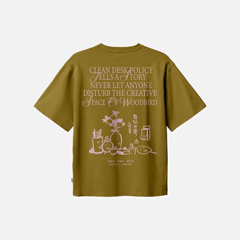 Woodbird Baine Space T-Shirt Dark Green - Image 2
