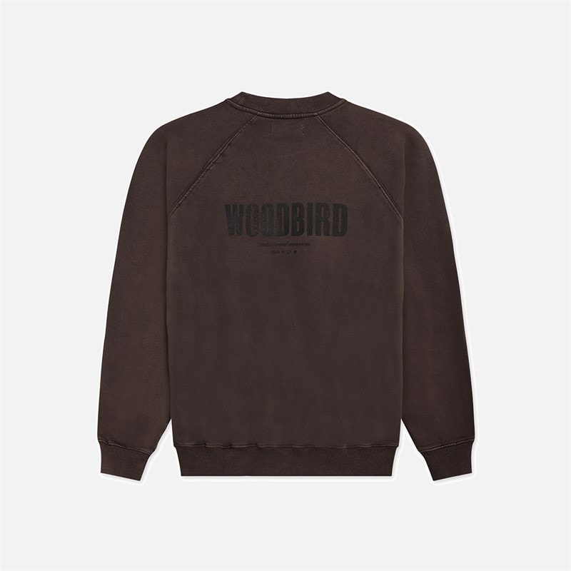 Woodbird Zhang Washed Logo Sweatshirt Brown - Image 1