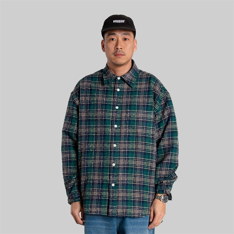 Woodbird Mens Jong Em Check Shirt Green Check - Image 1