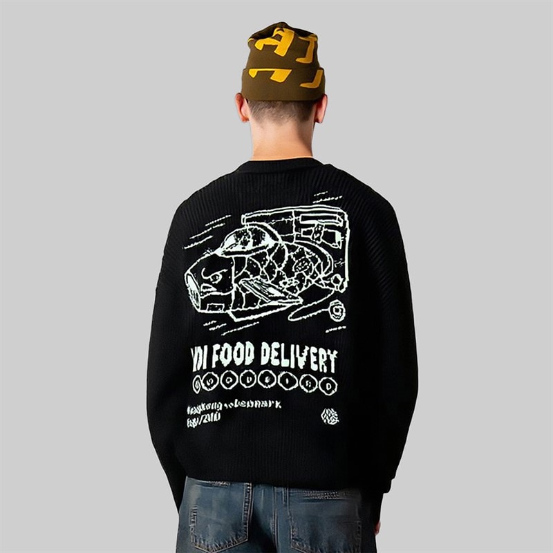 Woodbird Mens Kurt Koi Delivery Jumper Black - Image 2