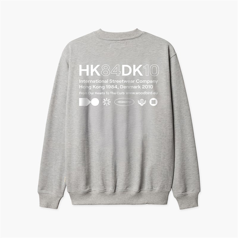 Woodbird Mens Cane HKDK Sweatshirt Grey Melange - Image 1