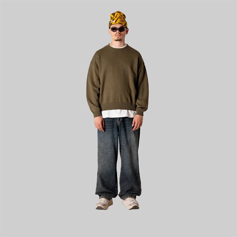 Woodbird Mens Kurt Art Crew Neck Sweatshirt Dark Brown