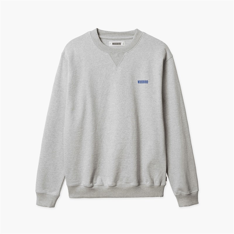 Woodbird Mens Cane Truck Crew Neck Sweatshirt Light Grey Melange - Image 2