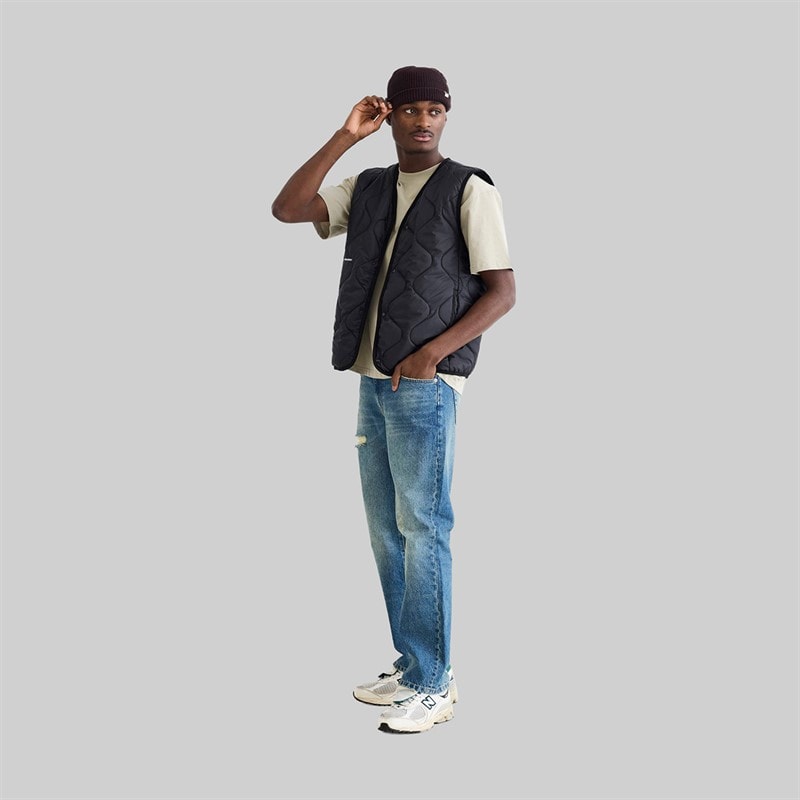 Woodbird Mens Trais Quilt Vest Black - Image 3
