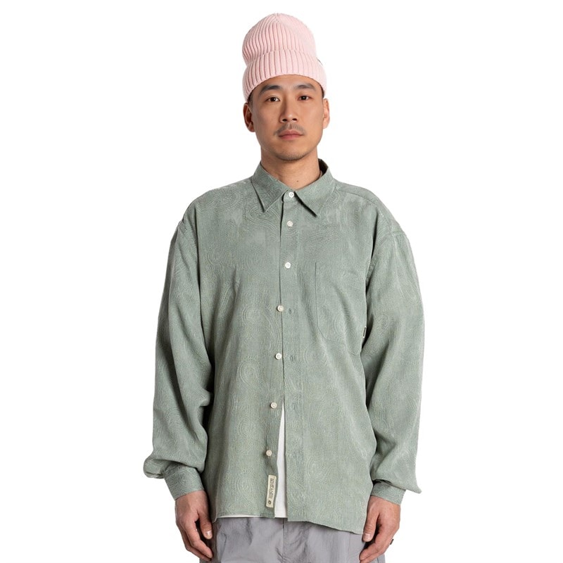 Woodbird Mens Buzo Paisley Shirt Grey Green Grey-Green
