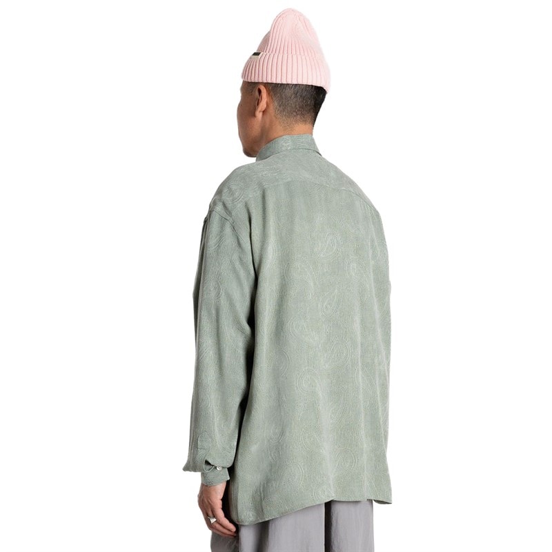 Woodbird Mens Buzo Paisley Shirt Grey Green Grey-Green - Image 2