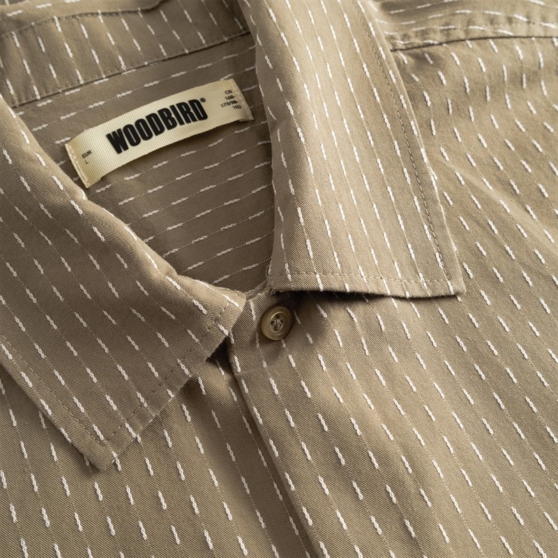 Woodbird Mens Wang Shiko Shirt Stone - Image 4