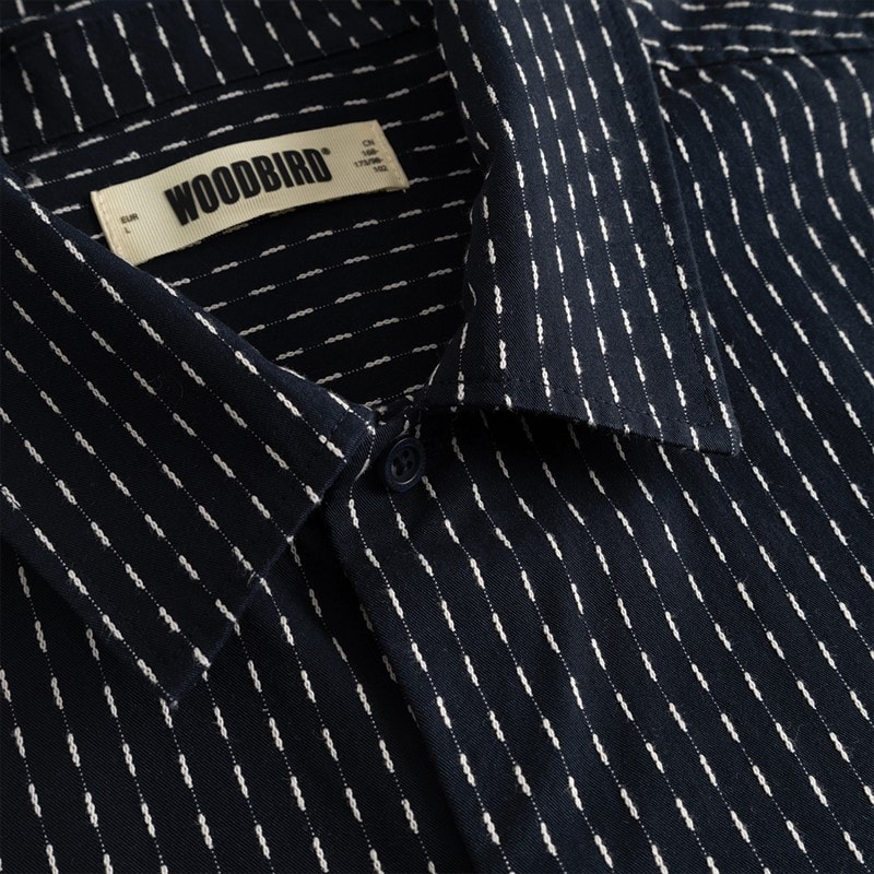 Woodbird Mens Wang Shiko Shirt Dark Navy - Image 5