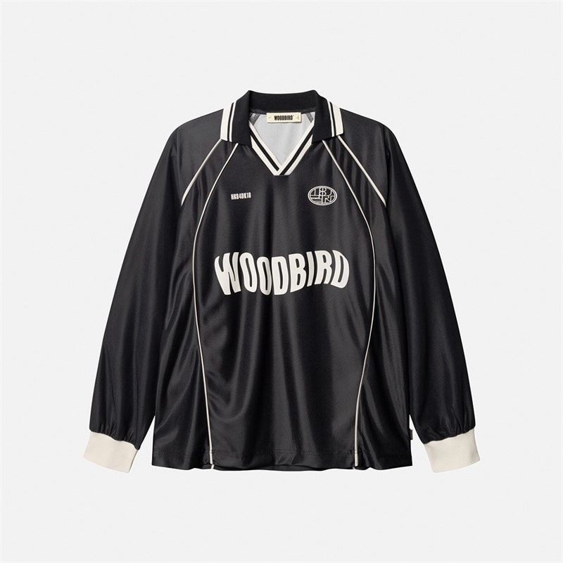 Woodbird Mens Taka Long Sleeve Polo Shirt Black - Image 5