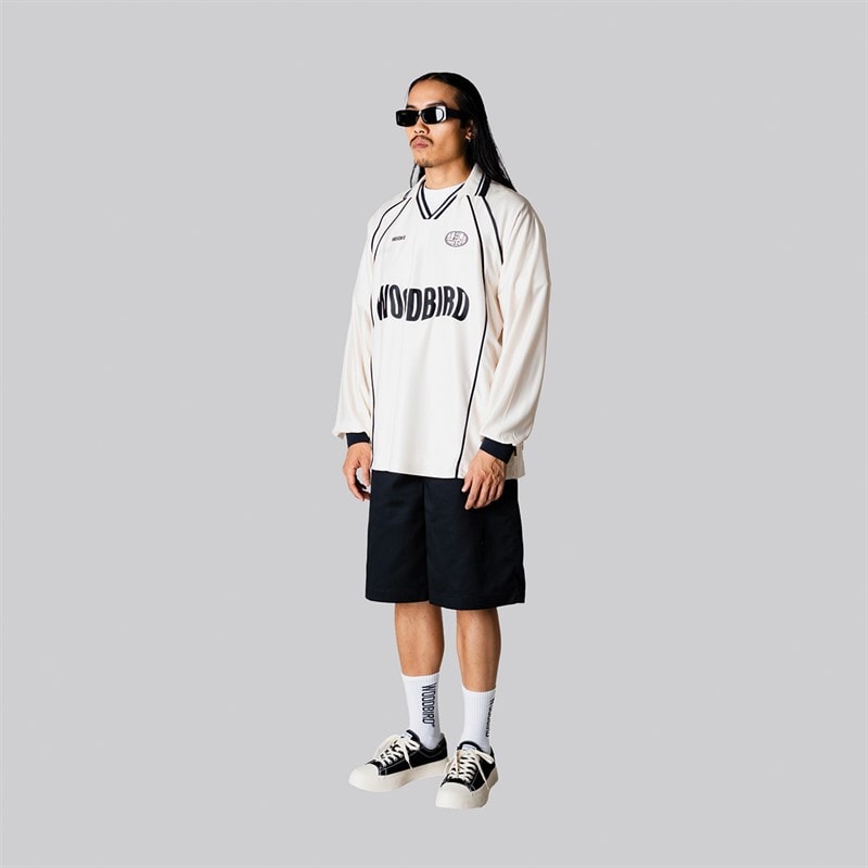 Woodbird Mens Taka Long Sleeve Polo Shirt Off White - Image 3