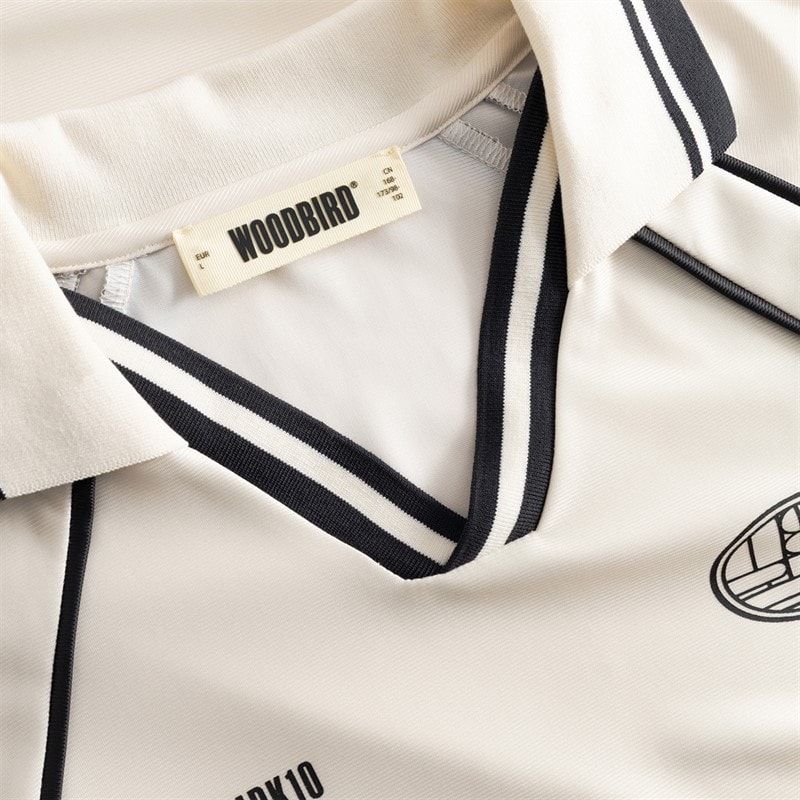 Woodbird Mens Taka Long Sleeve Polo Shirt Off White - Image 5