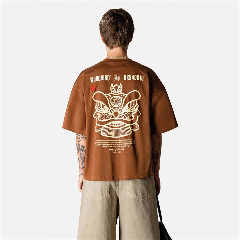 Woodbird Mens Beam Lion T-Shirt Mid Brown - Image 1