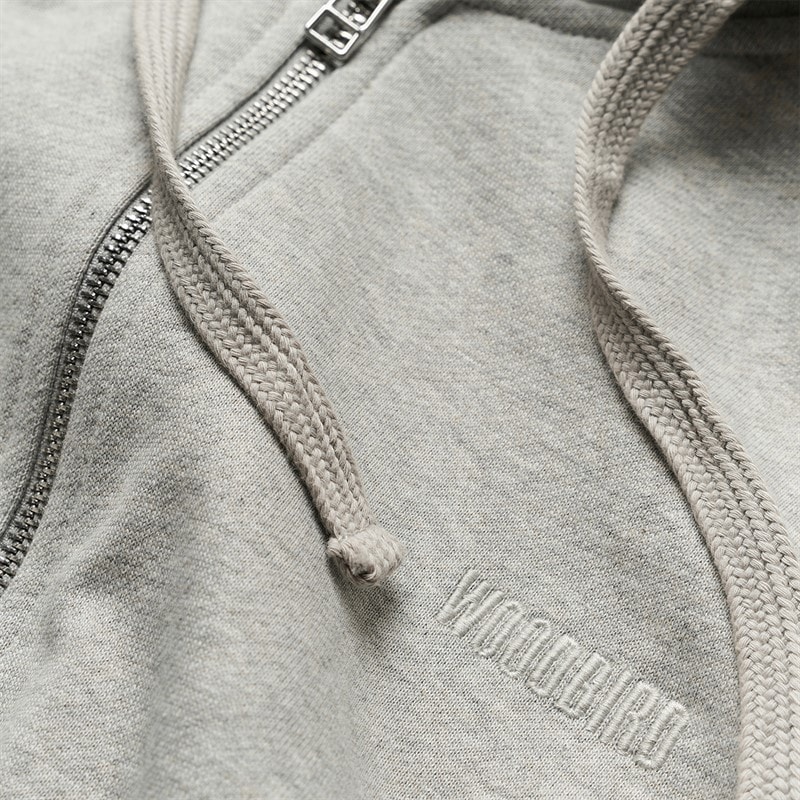 Woodbird Mens Fuji Base Zip Hoodie Light Grey Melange - Image 3