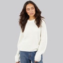 JJ REBEL Womens Jasmine Knit Crew Neck Cloud Dancer