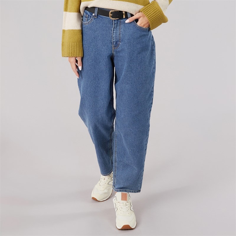 JJ REBEL Womens Womes Kylie Mom Fit Jeans 635 Mid Blue - Image 1