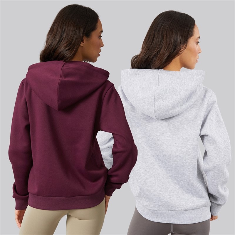 JJ REBEL Womens Two Pack Viola Hoodies Fig/Light Grey Marl - Image 2