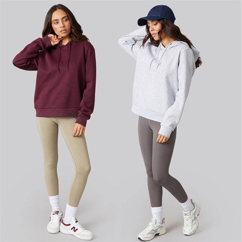 JJ REBEL Womens Two Pack Viola Hoodies Fig/Light Grey Marl - Image 3