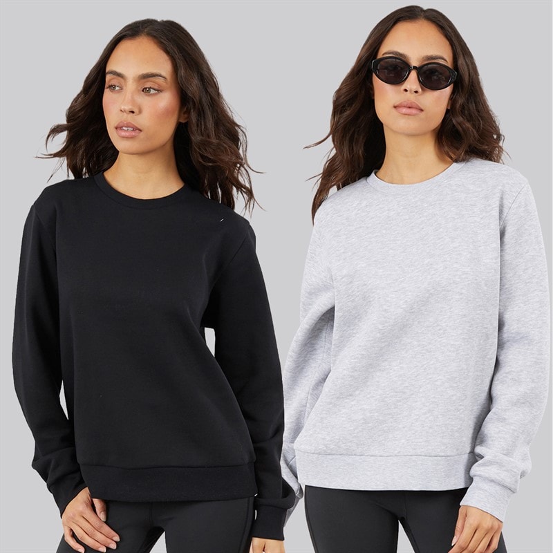 JJ REBEL Womens Two Pack Viola Sweatshirts Black/Grey Marl