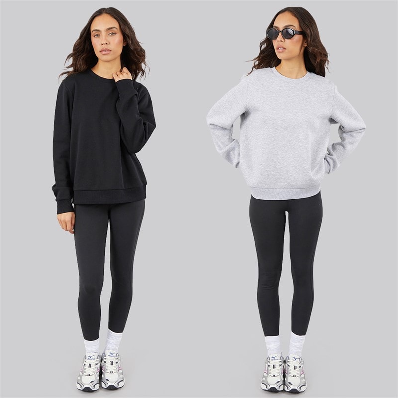 JJ REBEL Womens Two Pack Viola Sweatshirts Black/Grey Marl - Image 3
