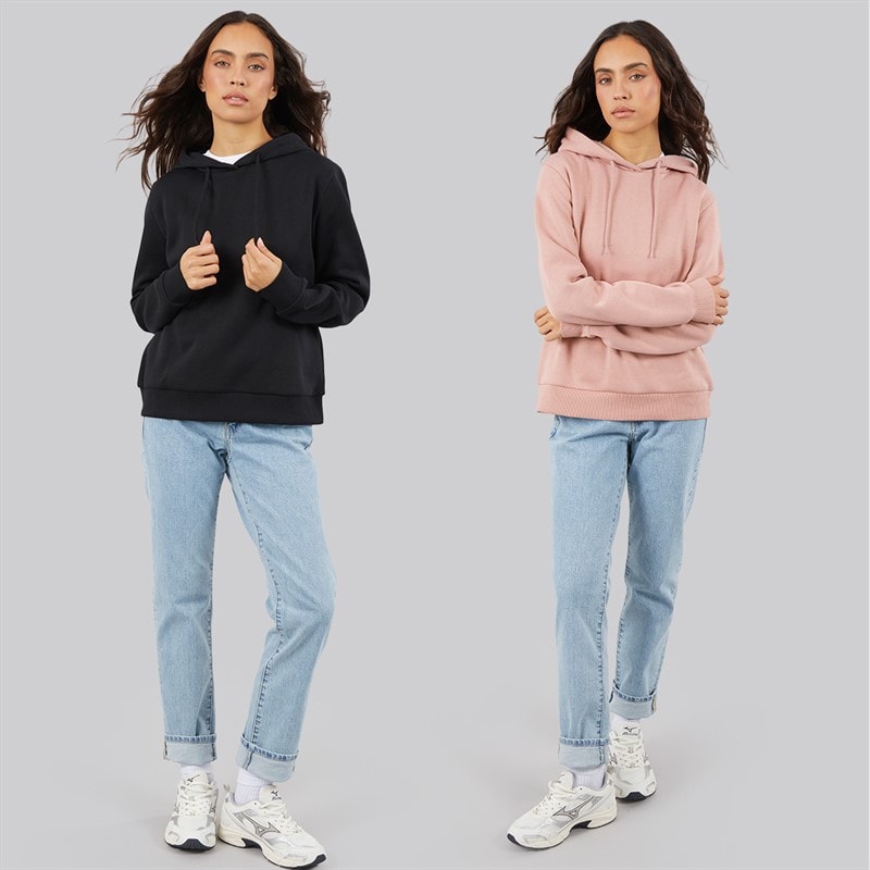 JJ REBEL Womens Two Pack Viola Hoodies Black/Woodrose - Image 3