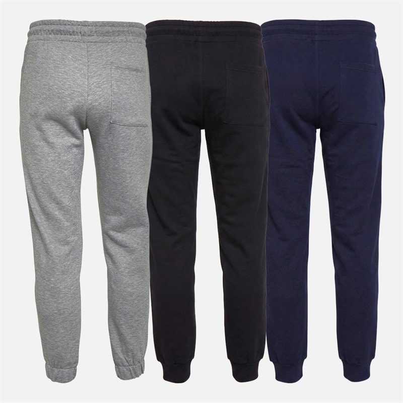 JJ REBEL Mens Three Pack Logo Sweat Pants Light Grey Marl/Sky Captain/Black - Image 2