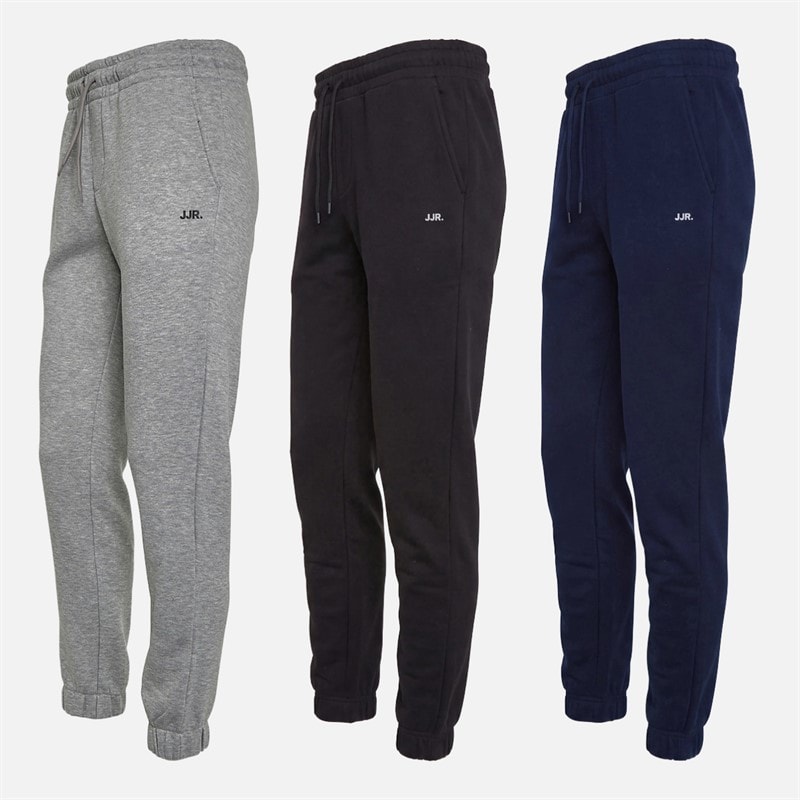 JJ REBEL Mens Three Pack Logo Sweat Pants Light Grey Marl/Sky Captain/Black - Image 3