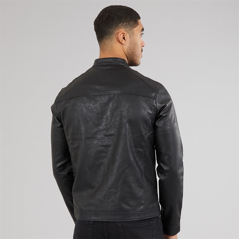 JJ REBEL Mens Caleb PU Jacket Black - Image 2