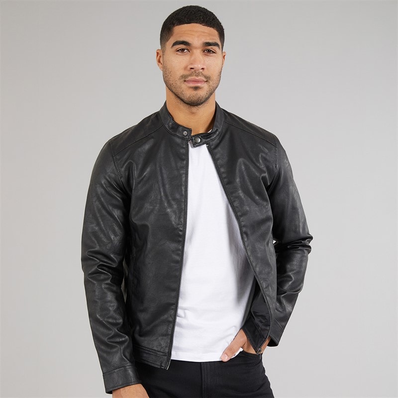 JJ REBEL Mens Caleb PU Jacket Black - Image 3