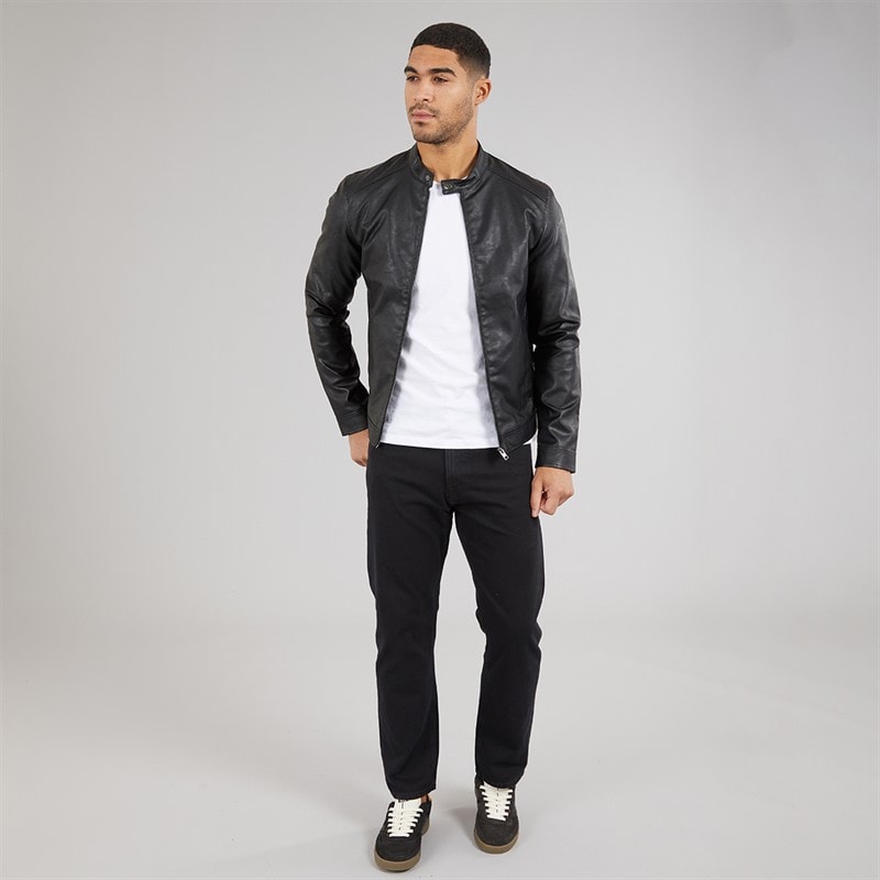 JJ REBEL Mens Caleb PU Jacket Black - Image 4