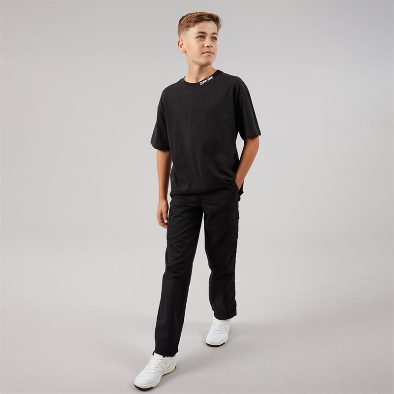JJ REBEL Boys Carlos Relaxed Crago Trousers Black - Image 4