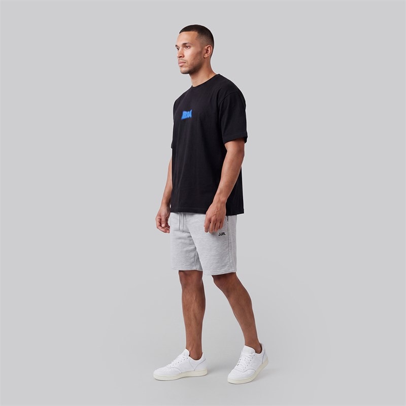 JJ REBEL Mens Logo Sweat Shorts Light Grey Melange - Image 3