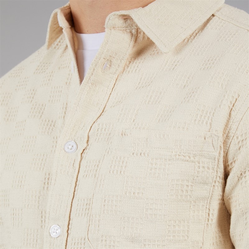 C.R.C. Mens Mosh Textured Shirt Off White Offwhite - Image 3