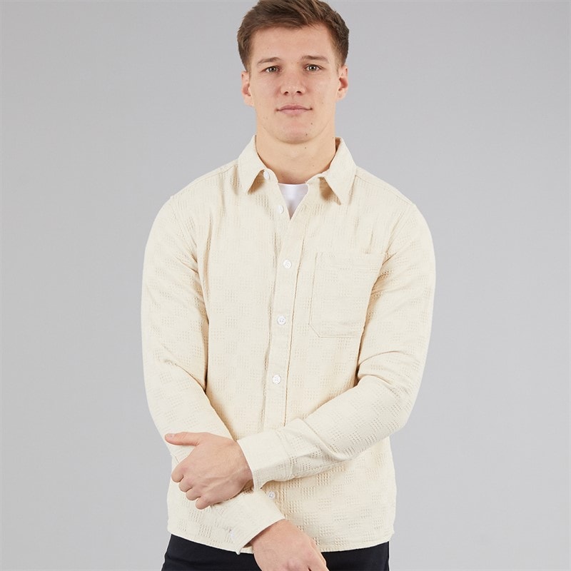 C.R.C. Mens Mosh Textured Shirt Off White Offwhite - Image 5