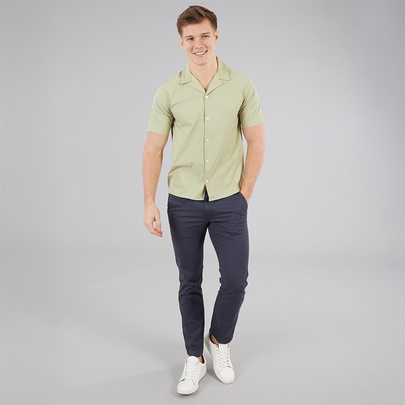 C.R.C. Mens Berry Satin Shirt Olive - Image 3