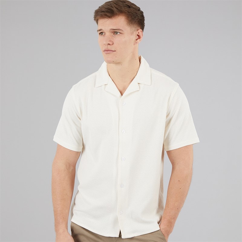 C.R.C. Mens Berry Textured Shirt Off White Offwhite - Image 1